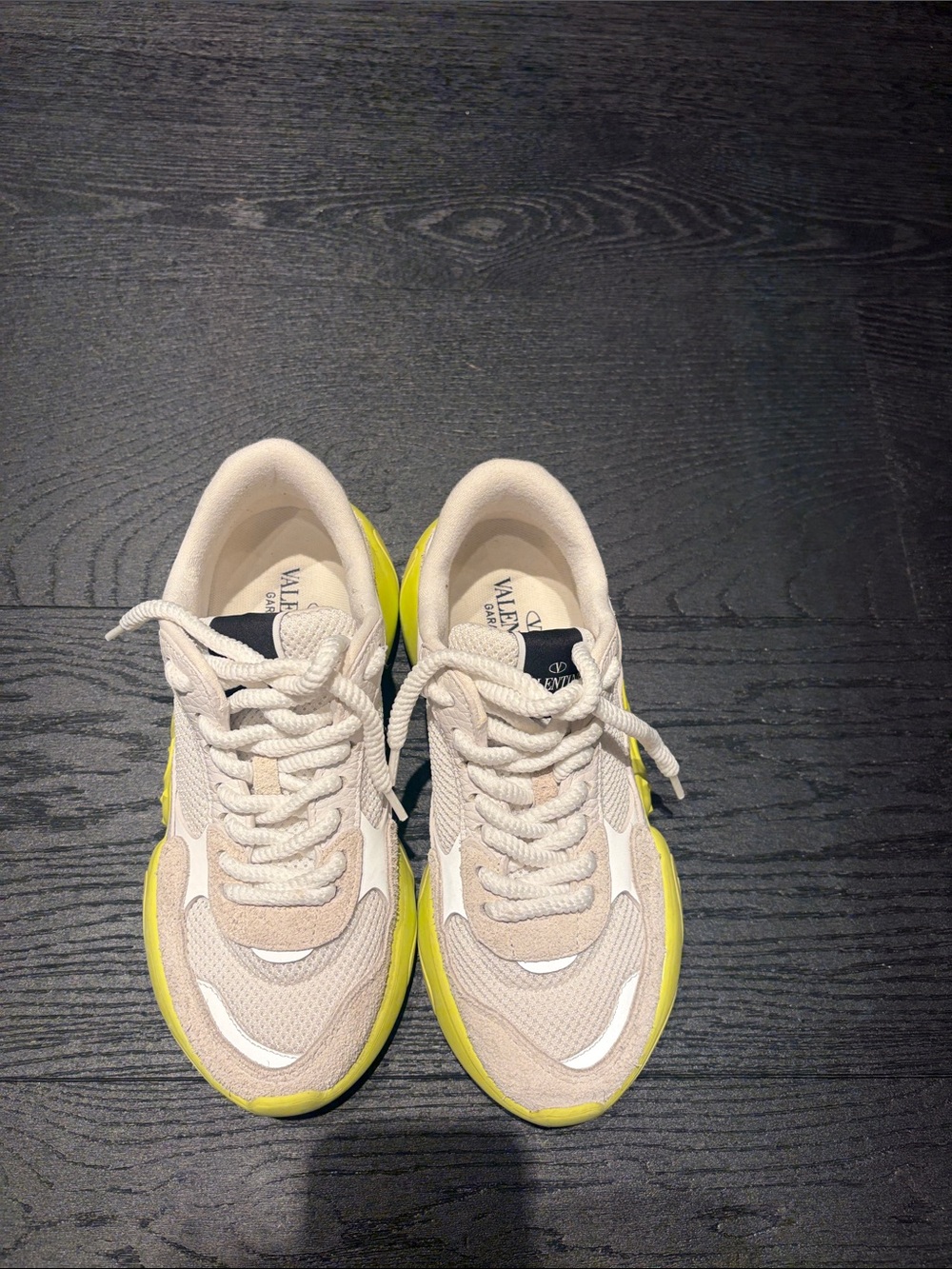 Valentino Garavani Beige Sneakers with Yellow Trim